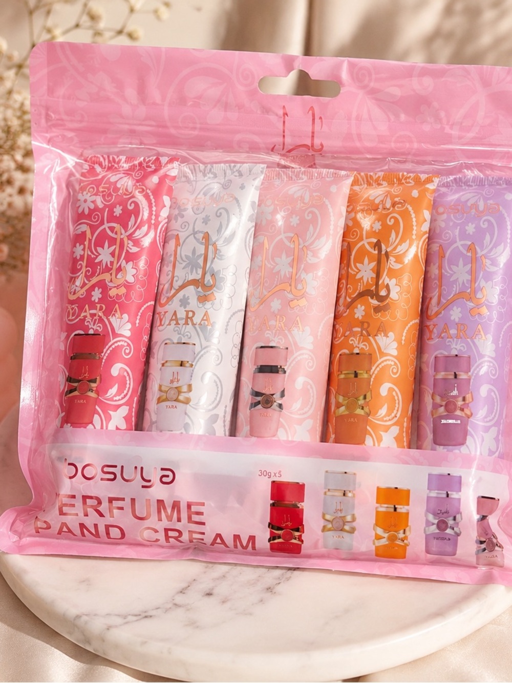 Bosuya Yara Perfume Hand Cream 5 Piece Set, NWT